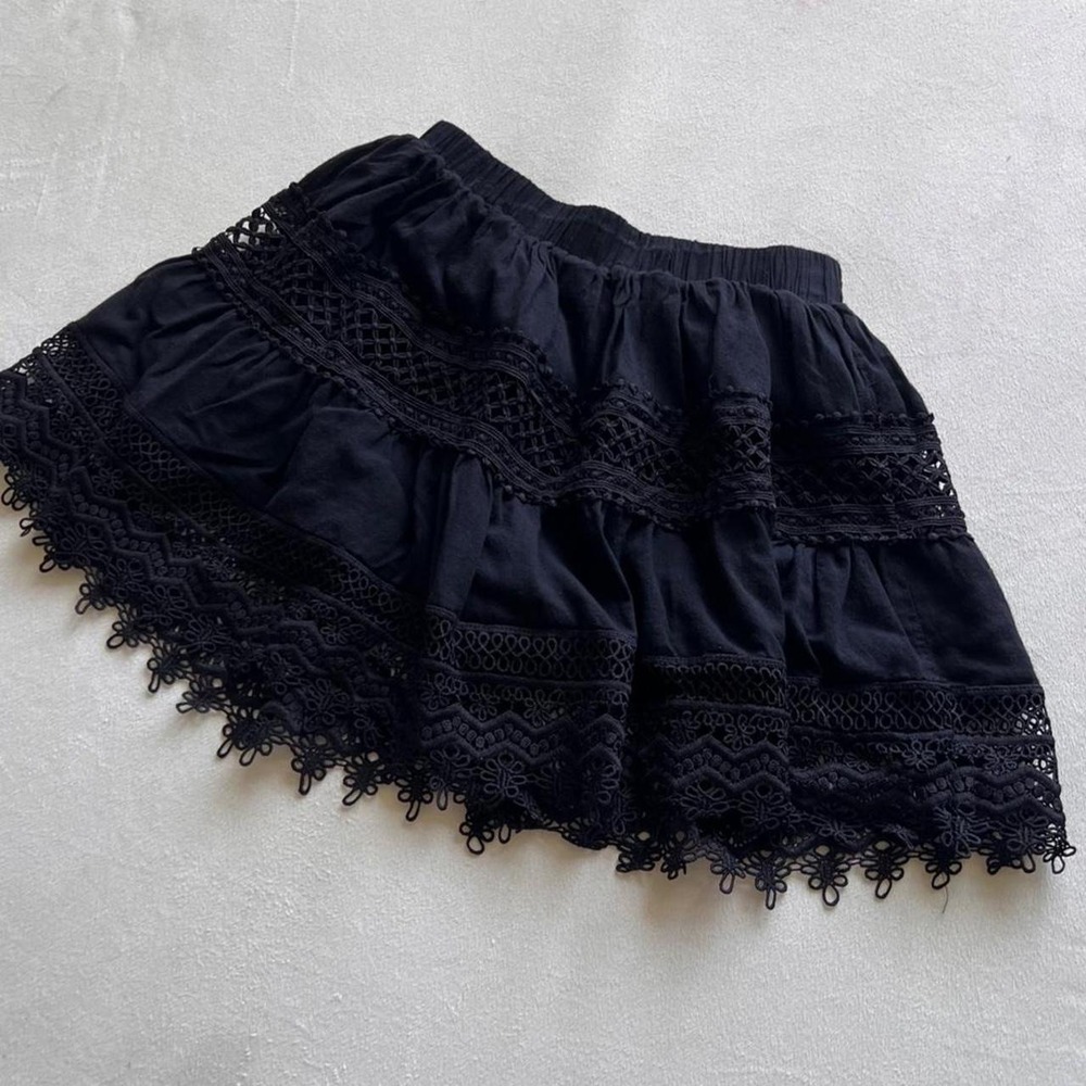 Gothic Whimsigoth black layered tiered mini skirt festival boho dark fem romance